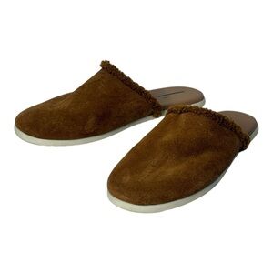C.A.S.L.O.N. Alise Brown Suede Leather Slipper With Faux Fur Lining Womens 8.5M‎